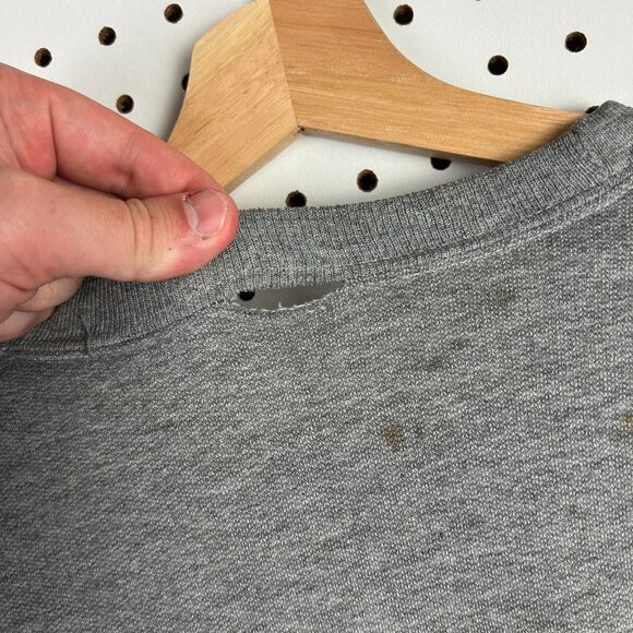 Ole Miss Rebels Vintage Crewneck Sweatshirt Size Large Gray Worn Distressed 90s - Picture 6 of 7